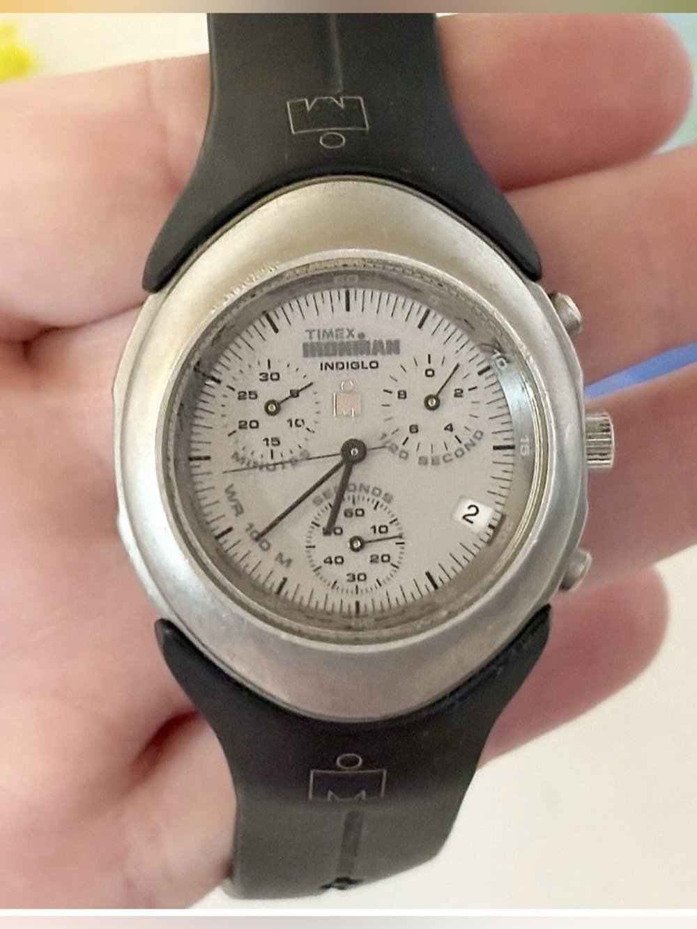 Vintage Timex Ironman Speedy Indiglo Men’s Chronograph Day/Date Bold Sport Watch